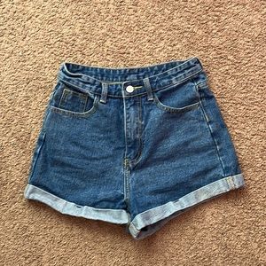 Blue high waisted shorts from ROMWE.